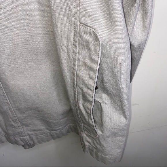 Vintage Nautica Medium Longer Canvas Utility Work Coat Jacket w/ Leather Collar - Picture 11 of 16